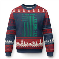 Strike Out Liver Cancer Baseball Ugly Christmas Sweater American Flag Support Gift