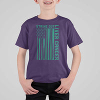 Strike Out Liver Cancer Baseball T Shirt For Kid American Flag Support Gift
