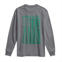 Strike Out Liver Cancer Baseball Long Sleeve Shirt American Flag Support Gift