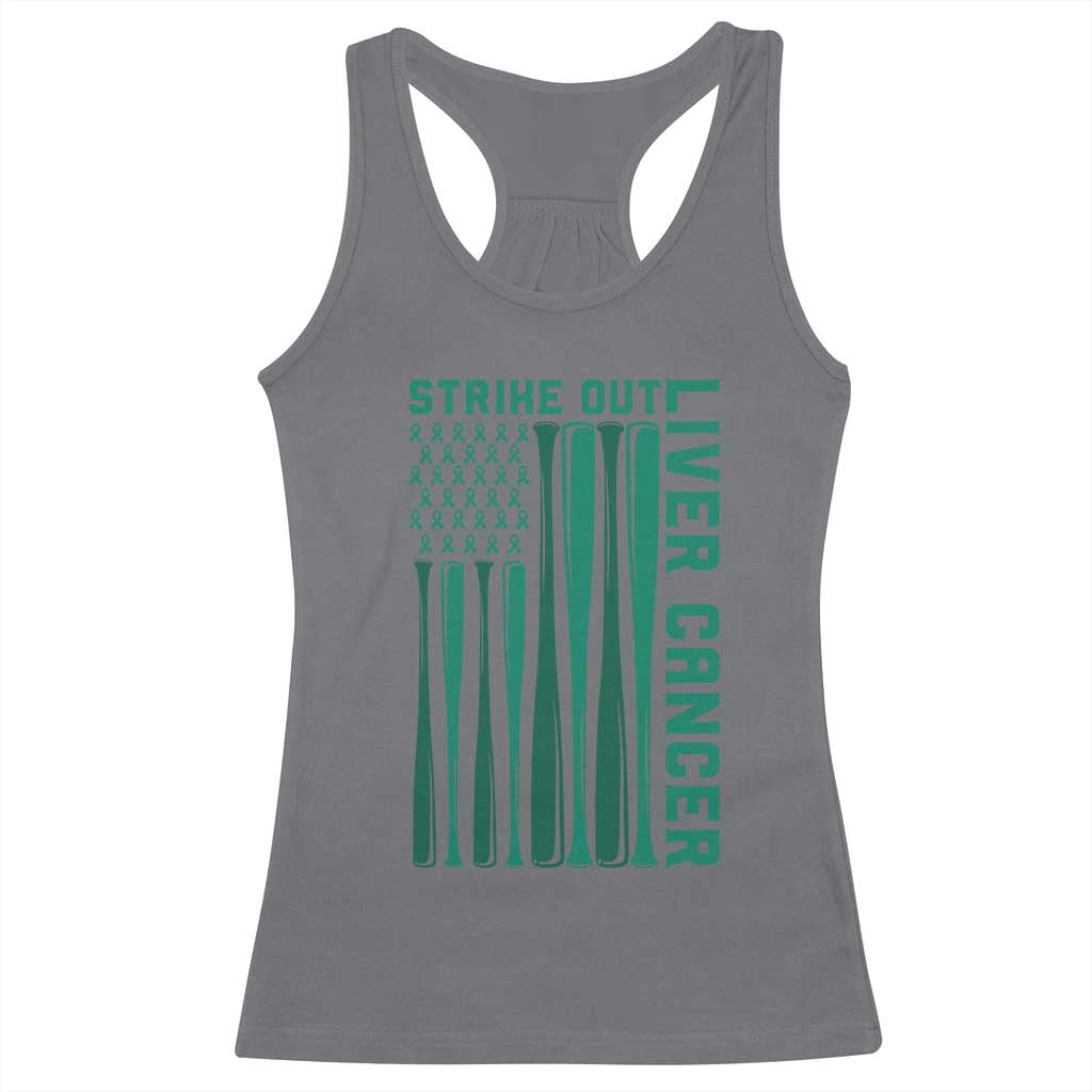 Strike Out Liver Cancer Baseball Racerback Tank Top American Flag Support Gift