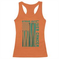 Strike Out Liver Cancer Baseball Racerback Tank Top American Flag Support Gift