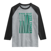 Strike Out Liver Cancer Baseball Raglan Shirt American Flag Support Gift