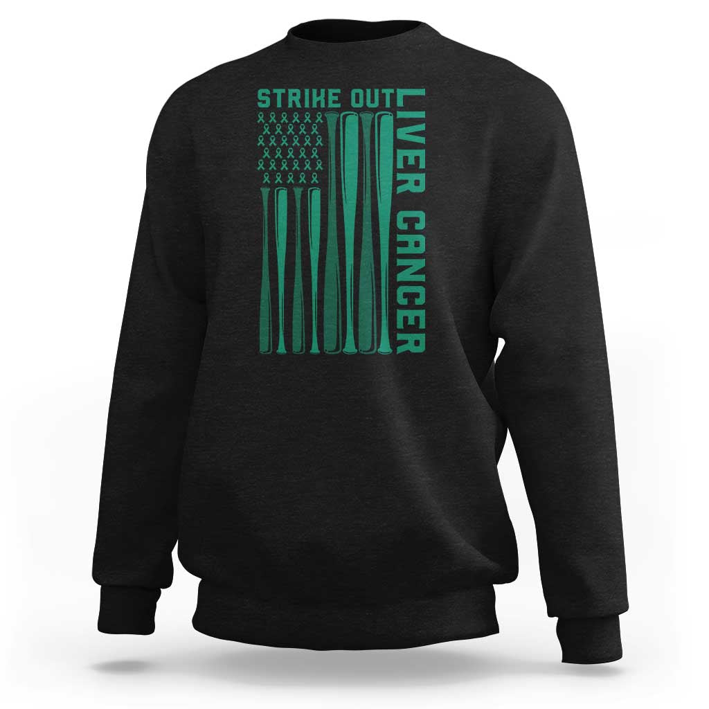 Strike Out Liver Cancer Baseball Sweatshirt American Flag Support Gift