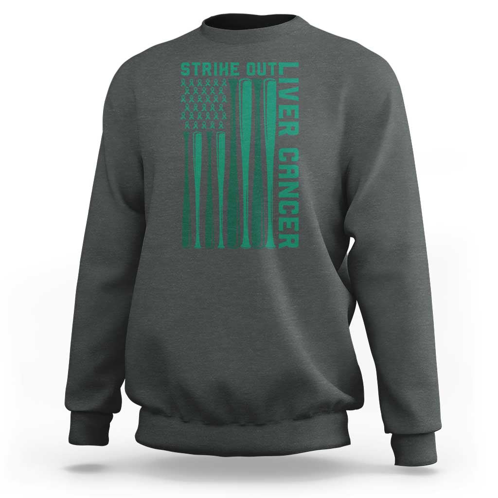 Strike Out Liver Cancer Baseball Sweatshirt American Flag Support Gift