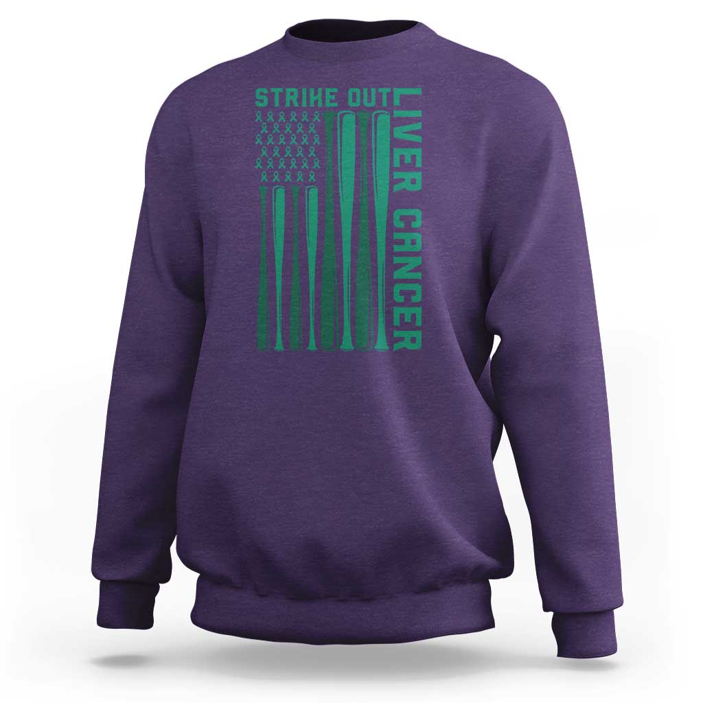 Strike Out Liver Cancer Baseball Sweatshirt American Flag Support Gift