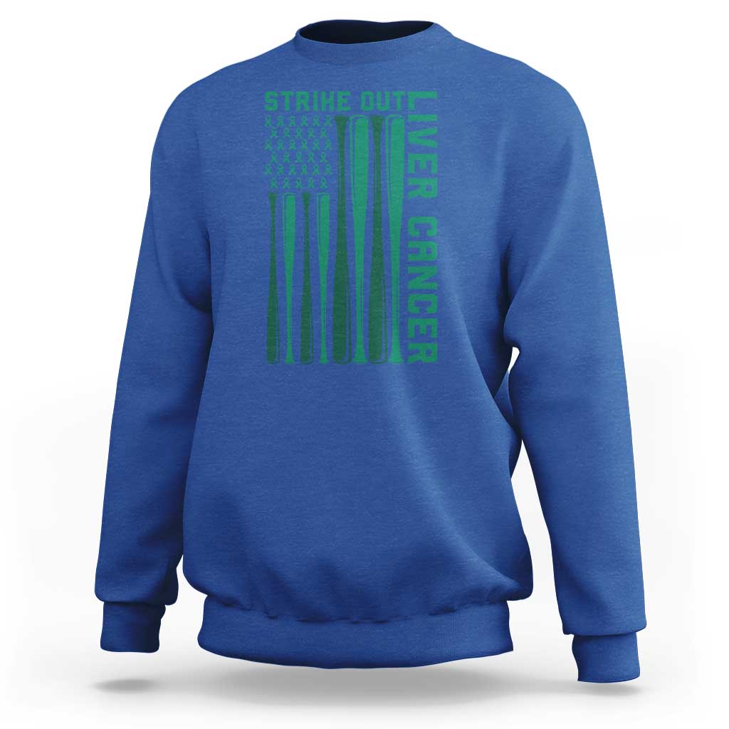 Strike Out Liver Cancer Baseball Sweatshirt American Flag Support Gift