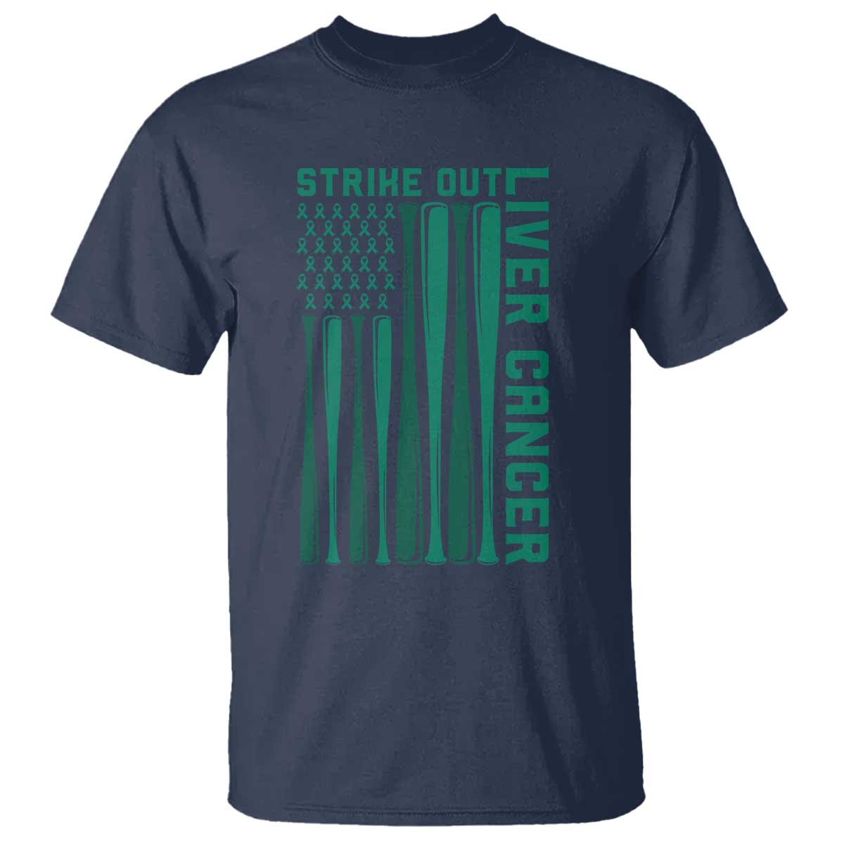 Strike Out Liver Cancer Baseball T Shirt American Flag Support Gift