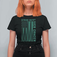 Strike Out Liver Cancer Baseball T Shirt For Women American Flag Support Gift