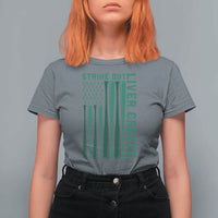 Strike Out Liver Cancer Baseball T Shirt For Women American Flag Support Gift
