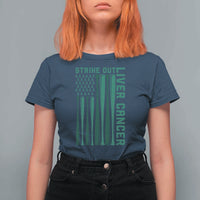 Strike Out Liver Cancer Baseball T Shirt For Women American Flag Support Gift