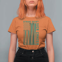 Strike Out Liver Cancer Baseball T Shirt For Women American Flag Support Gift