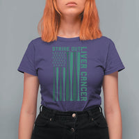 Strike Out Liver Cancer Baseball T Shirt For Women American Flag Support Gift