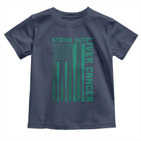 Strike Out Liver Cancer Baseball Toddler T Shirt American Flag Support Gift