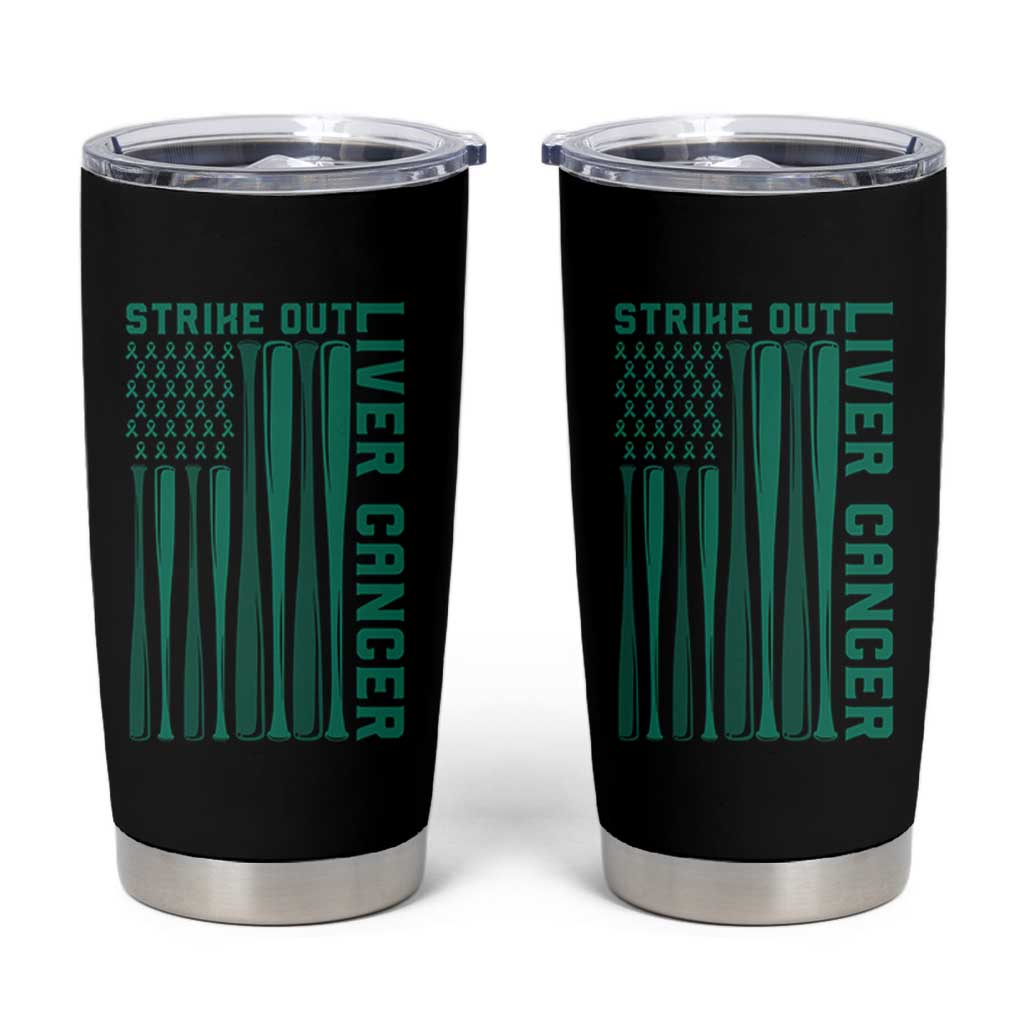 Strike Out Liver Cancer Baseball Tumbler Cup American Flag Support Gift