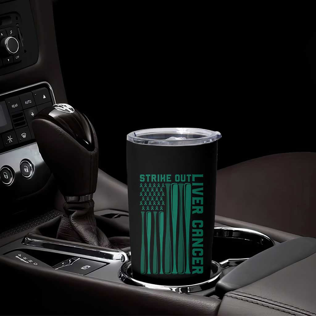 Strike Out Liver Cancer Baseball Tumbler Cup American Flag Support Gift