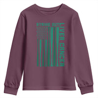 Strike Out Liver Cancer Baseball Youth Sweatshirt American Flag Support Gift