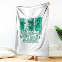 Faith Love And Cure Liver Cancer Awareness Throw Blanket Hope Survivor Support