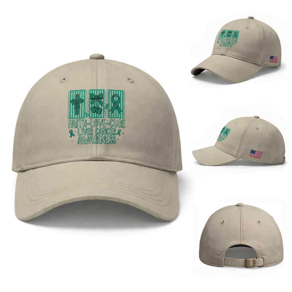 Faith Love And Cure Liver Cancer Awareness Baseball Cap Hope Survivor Support