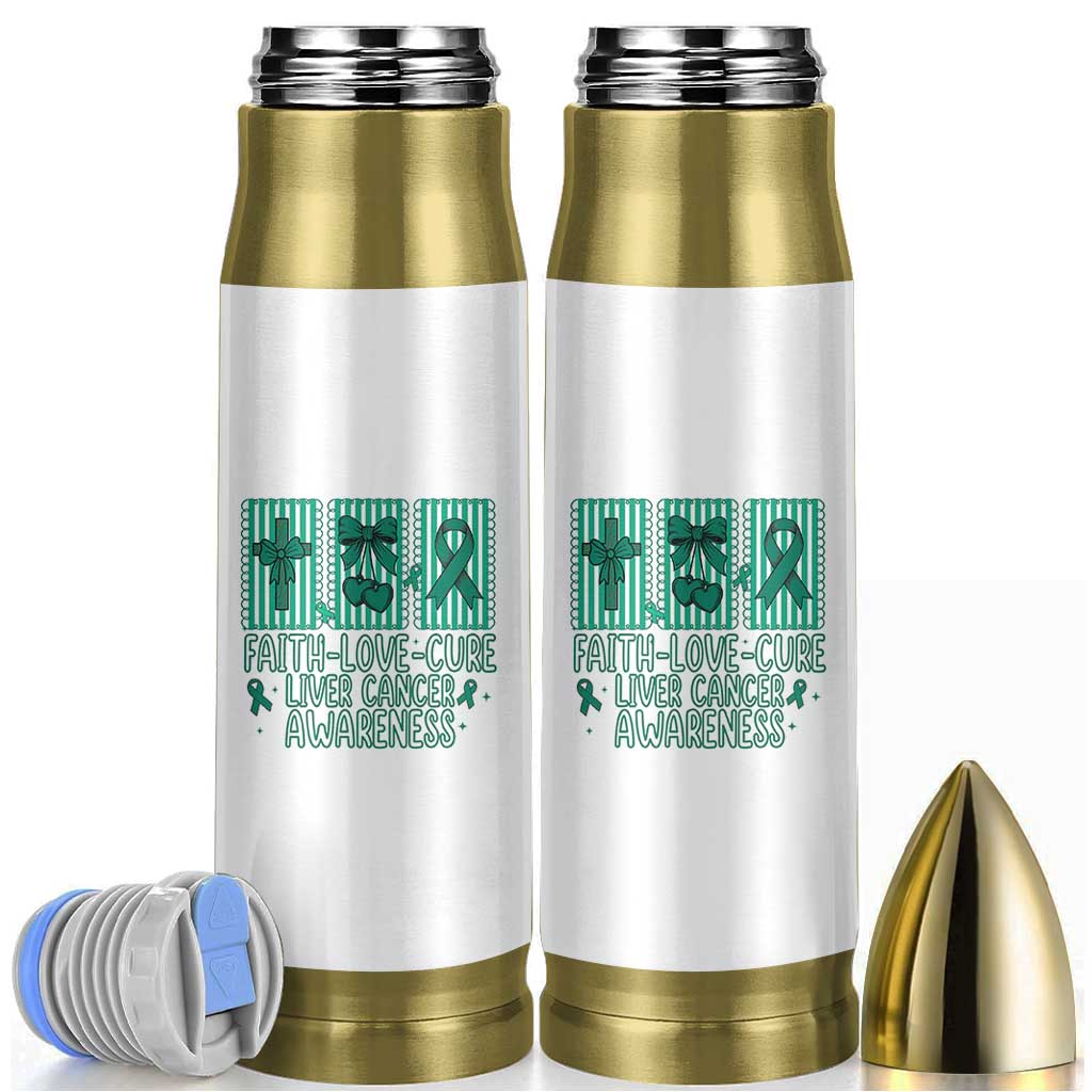 Faith Love And Cure Liver Cancer Awareness Bullet Tumbler Hope Survivor Support