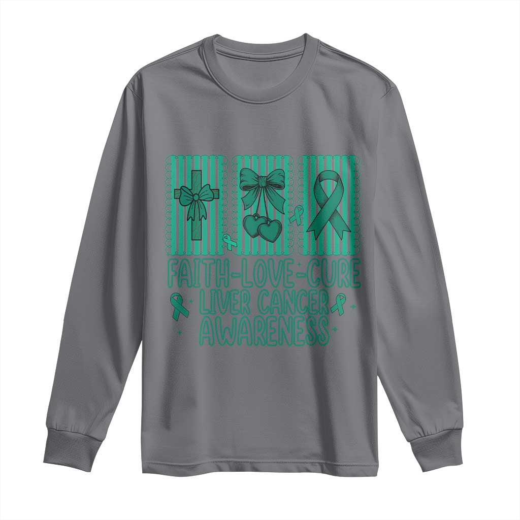 Faith Love And Cure Liver Cancer Awareness Long Sleeve Shirt Hope Survivor Support