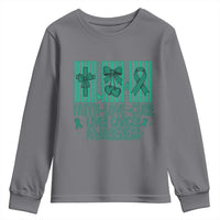 Faith Love And Cure Liver Cancer Awareness Youth Sweatshirt Hope Survivor Support