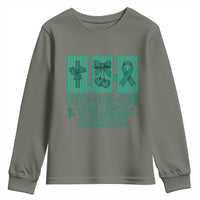 Faith Love And Cure Liver Cancer Awareness Youth Sweatshirt Hope Survivor Support