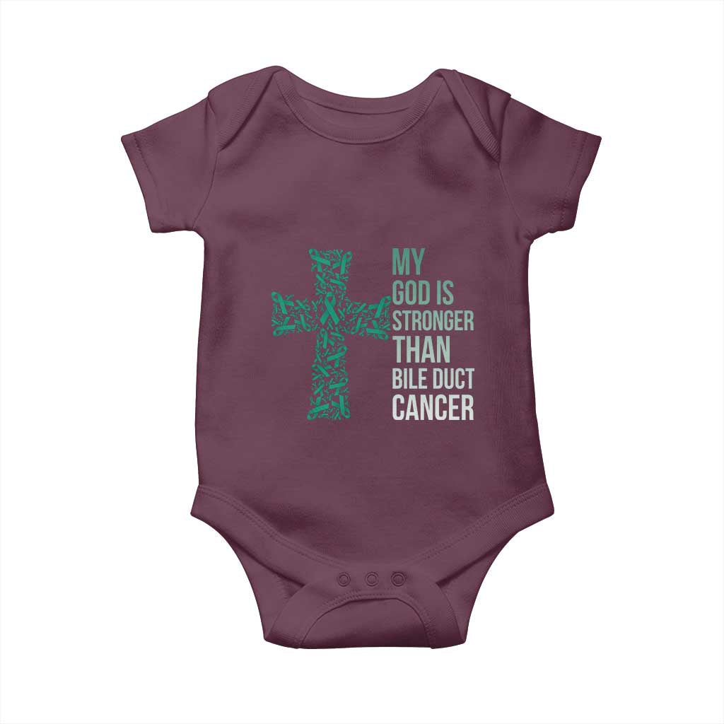 My God Is Stronger Than Bile Duct Cancer Baby Onesie Faith Over Fear Support Gift