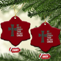 My God Is Stronger Than Bile Duct Cancer Ceramic Ornament Faith Over Fear Support Gift