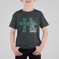 My God Is Stronger Than Bile Duct Cancer T Shirt For Kid Faith Over Fear Support Gift