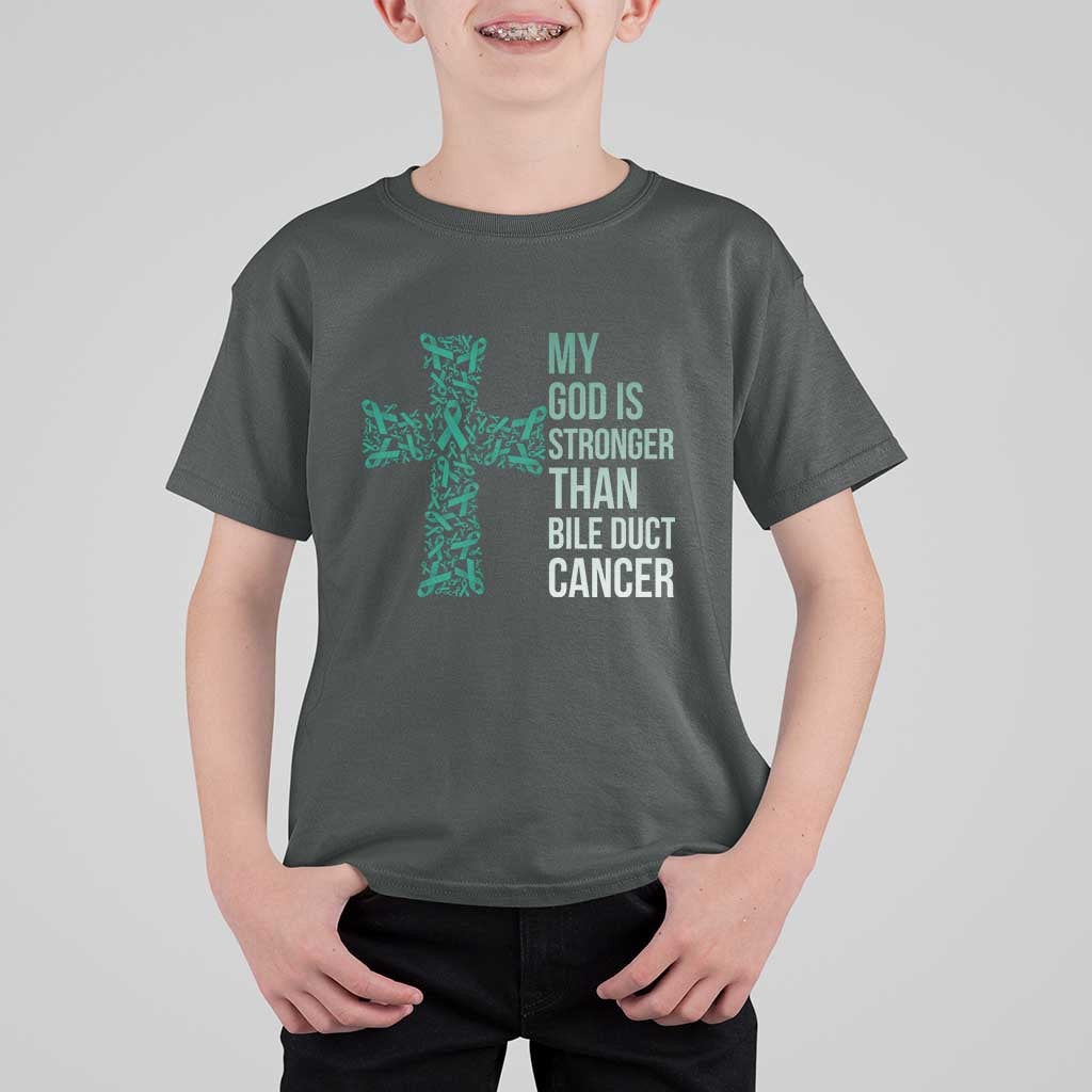 My God Is Stronger Than Bile Duct Cancer T Shirt For Kid Faith Over Fear Support Gift