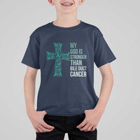My God Is Stronger Than Bile Duct Cancer T Shirt For Kid Faith Over Fear Support Gift