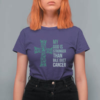 My God Is Stronger Than Bile Duct Cancer T Shirt For Women Faith Over Fear Support Gift