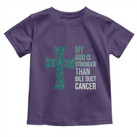 My God Is Stronger Than Bile Duct Cancer Toddler T Shirt Faith Over Fear Support Gift