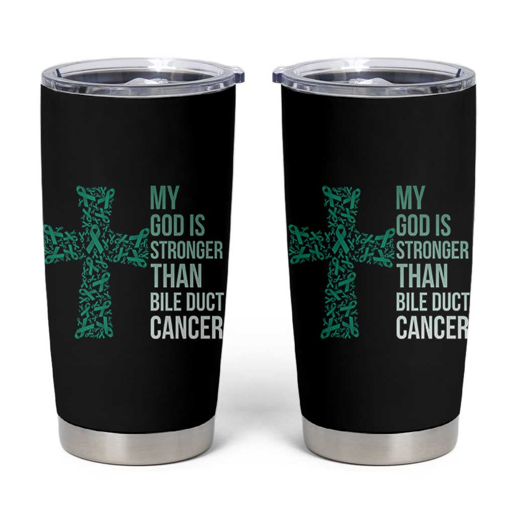 My God Is Stronger Than Bile Duct Cancer Tumbler Cup Faith Over Fear Support Gift