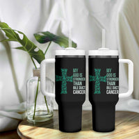 My God Is Stronger Than Bile Duct Cancer Tumbler With Handle Faith Over Fear Support Gift