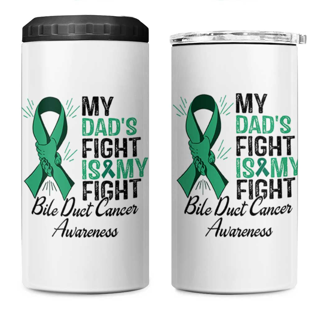 Cholangiocarcinoma Support Warrior Gift 4 in 1 Can Cooler Tumbler My Dad Fight My Fight