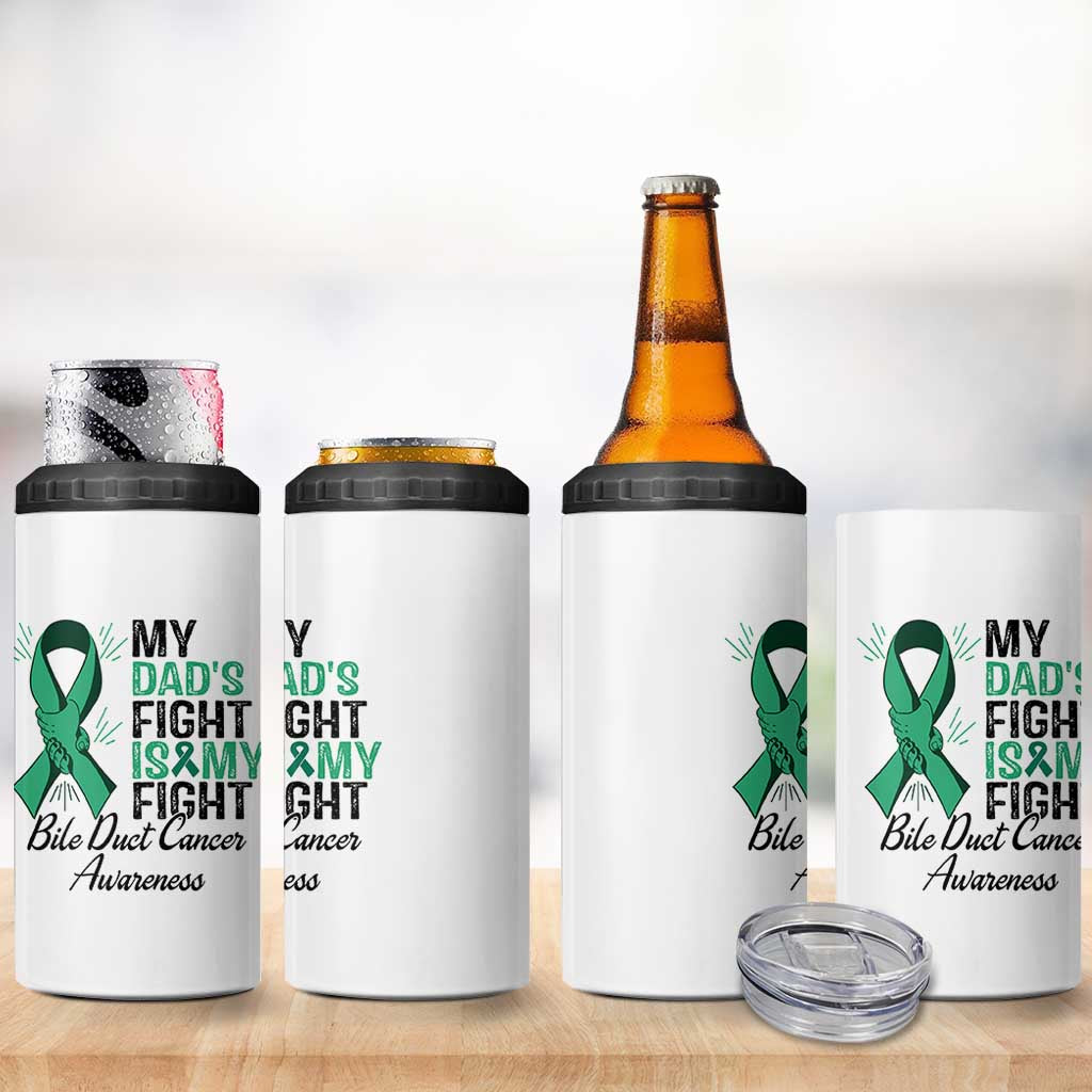 Cholangiocarcinoma Support Warrior Gift 4 in 1 Can Cooler Tumbler My Dad Fight My Fight