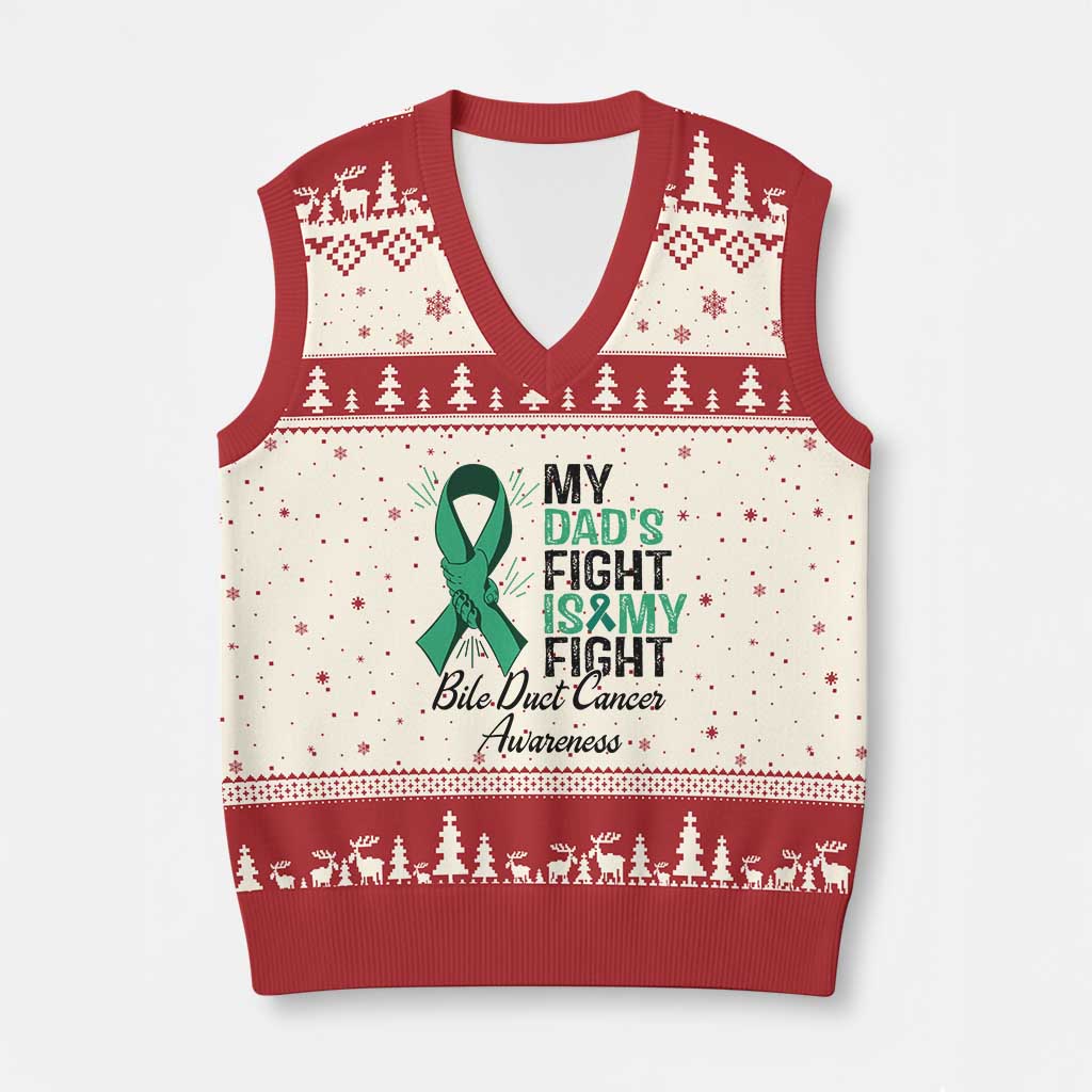 Cholangiocarcinoma Support Warrior Gift V-Neck Knit Sweater Vest My Dad Fight My Fight