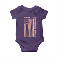 Strike Out Endometrial Cancer Baseball Baby Onesie Peach Ribbon American Flag Support Gift