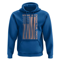 Strike Out Endometrial Cancer Baseball Hoodie Peach Ribbon American Flag Support Gift
