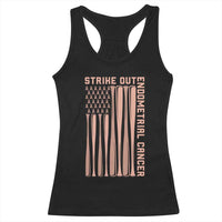 Strike Out Endometrial Cancer Baseball Racerback Tank Top Peach Ribbon American Flag Support Gift