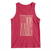 Strike Out Endometrial Cancer Baseball Tank Top Peach Ribbon American Flag Support Gift