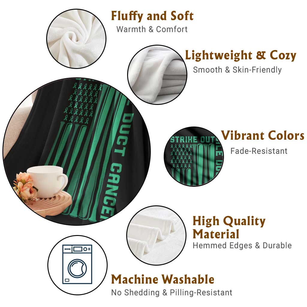 Strike Out Bile Duct Cancer Throw Blanket Baseball American Flag Hope Gift