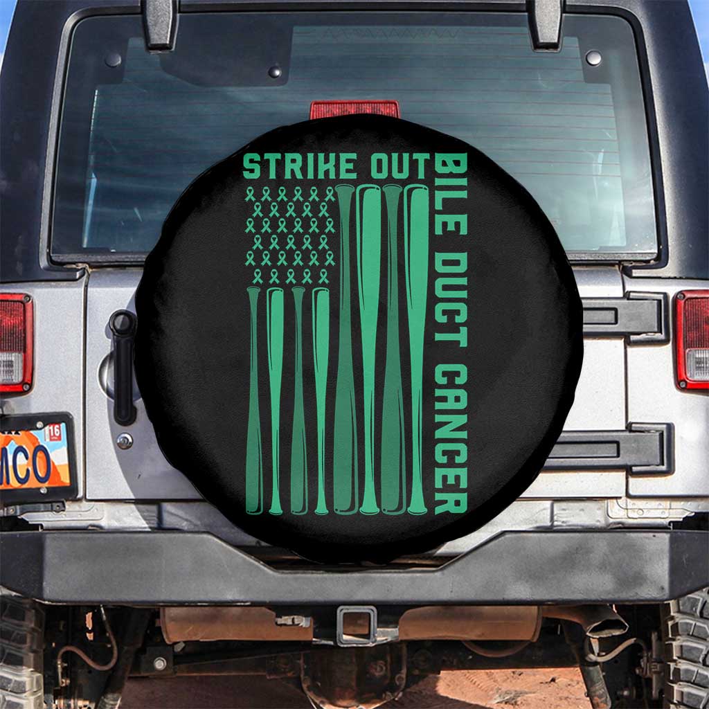 Strike Out Bile Duct Cancer Spare Tire Cover Baseball American Flag Hope Gift