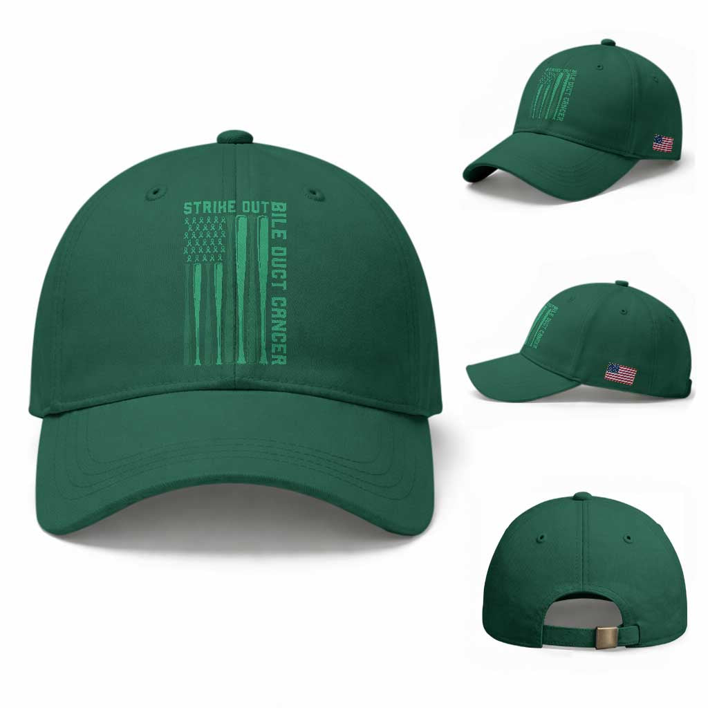 Strike Out Bile Duct Cancer Baseball Cap Baseball American Flag Hope Gift
