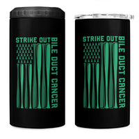 Strike Out Bile Duct Cancer 4 in 1 Can Cooler Tumbler Baseball American Flag Hope Gift