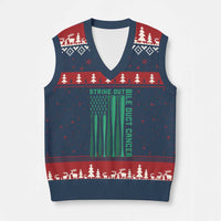 Strike Out Bile Duct Cancer V-Neck Knit Sweater Vest Baseball American Flag Hope Gift