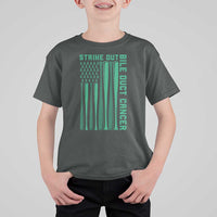 Strike Out Bile Duct Cancer T Shirt For Kid Baseball American Flag Hope Gift