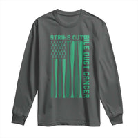 Strike Out Bile Duct Cancer Long Sleeve Shirt Baseball American Flag Hope Gift