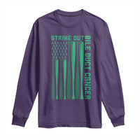 Strike Out Bile Duct Cancer Long Sleeve Shirt Baseball American Flag Hope Gift